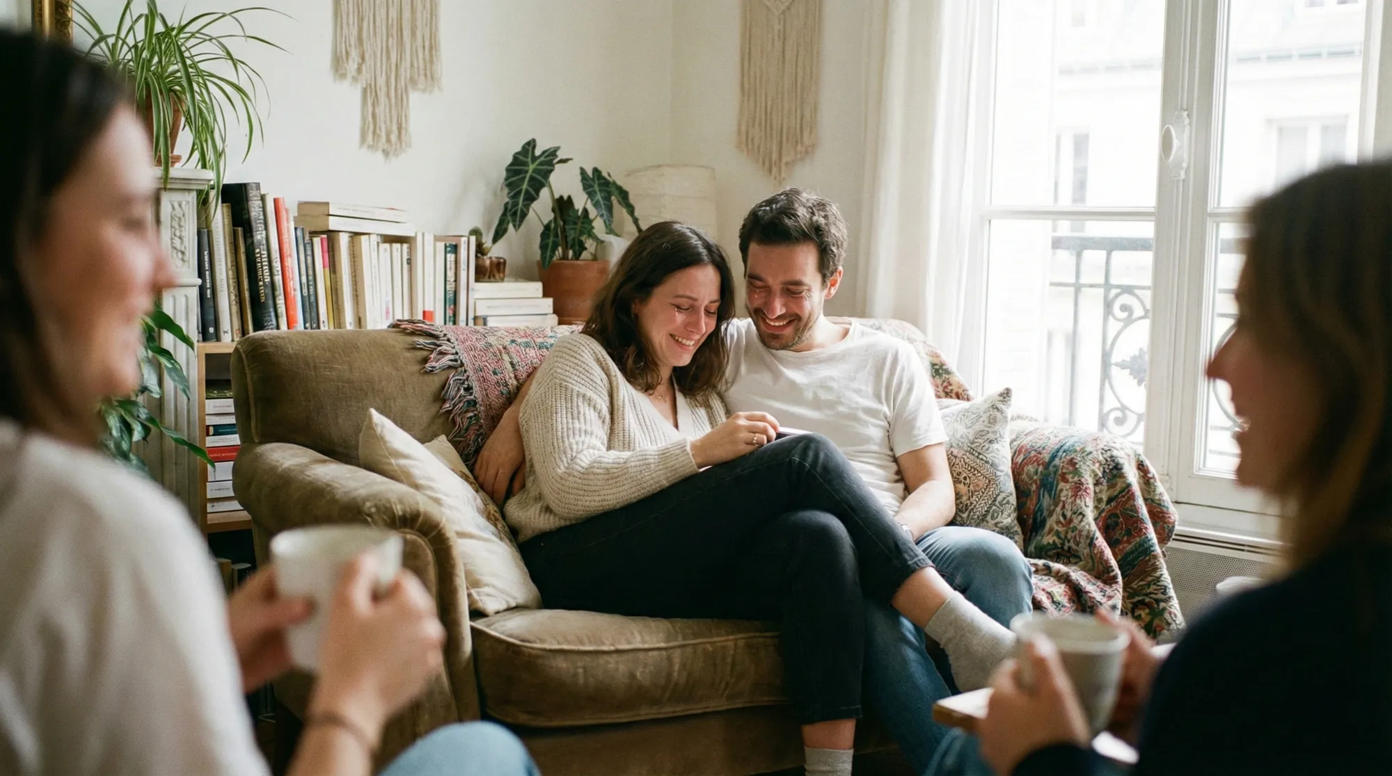Couple écoutant une chanson personnalisée